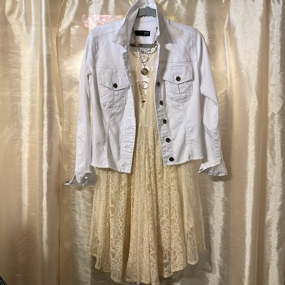 Free People Sheer Cream Lace Mini Dress
